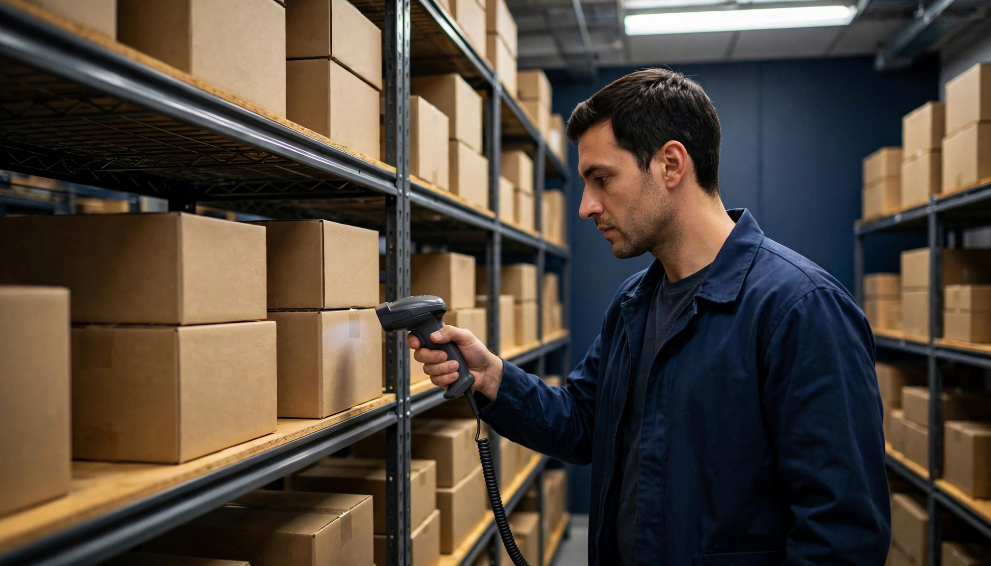 Business owner checking inventory on tablet
