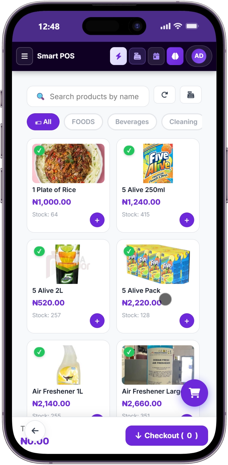 SwiftPOS Mobile Touch POS Interface on iPhone 14 Pro